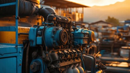 An up close view of the detailed machine engine