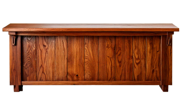 wooden bar counter isolated on white background