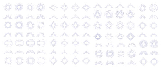 Geometric Shape Array: An assortment of intricate geometric shapes, arranged in an orderly grid, exuding a sense of modern design and structural aesthetics.