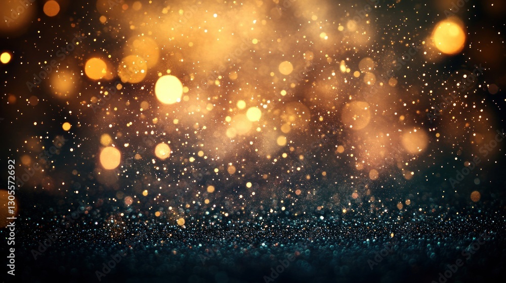 Poster Golden Sparkles And Bokeh Create A Beautiful Festive Background