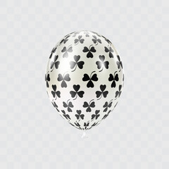 Black white 3D realistic balloon with clover leaf pattern.