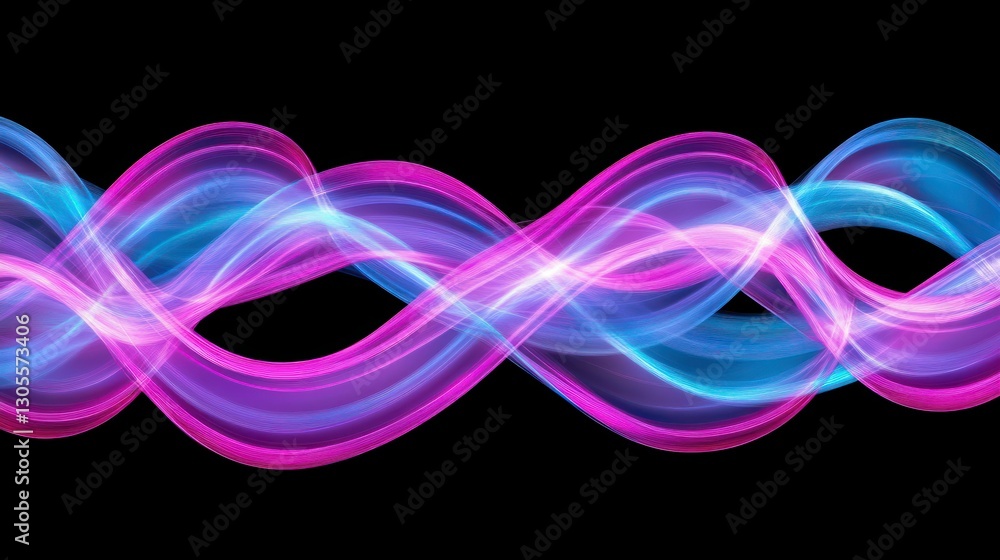 Poster abstract colorful wavy lines against a black background