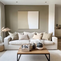 Modern living room with a comfortable sofa and decor