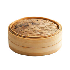 Round Bamboo Steamer with Lattice Design, Ideal for Cooking Dumplings, Vegetables, and Fish in Traditional Asian Cuisine