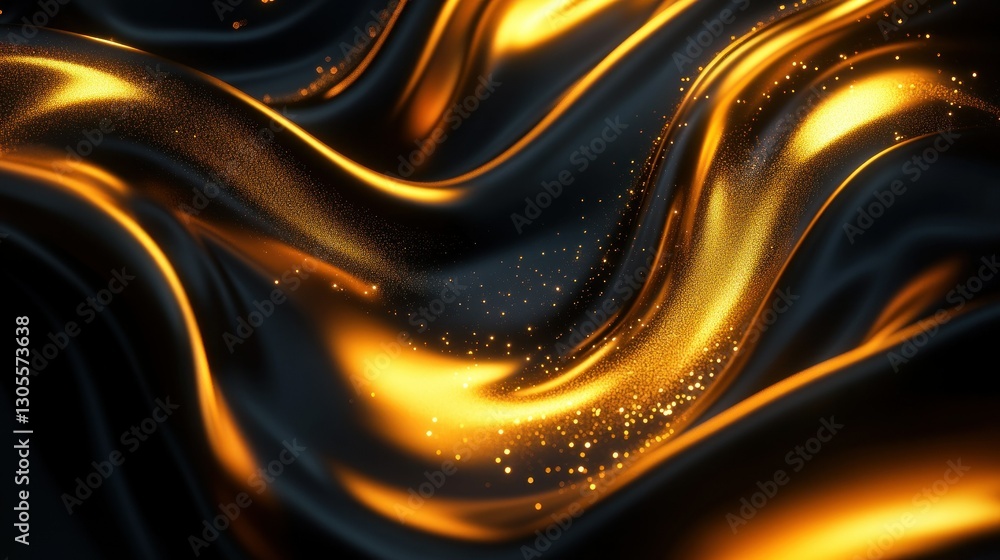 Poster elegant black and gold abstract design displays flowing curves in art