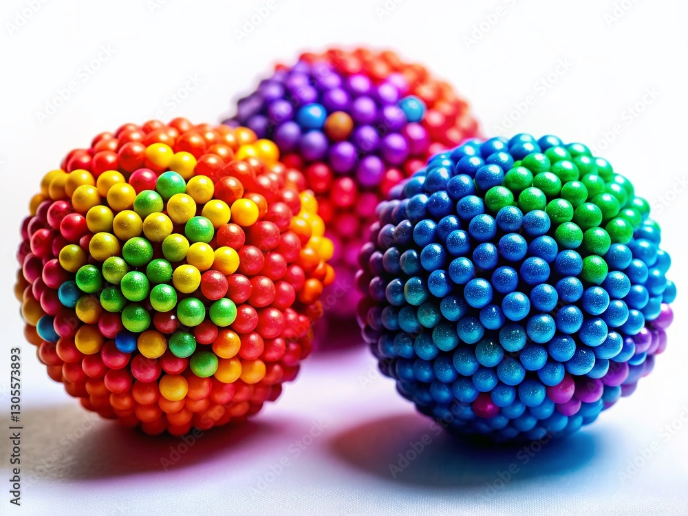 Poster macro photography of colorful number three multiplied three times, showing the result nine.