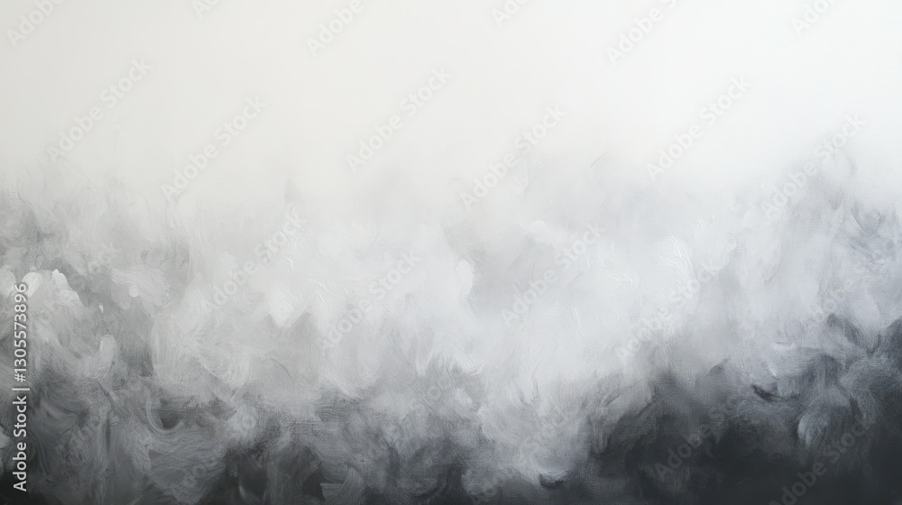 Poster an abstract painting shows fluffy clouds in various shades of gray