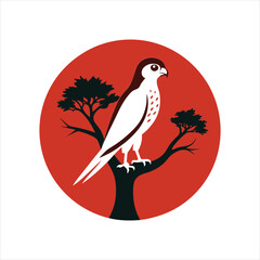 Vintage Kestrel and Tree Silhouette T-Shirt Design