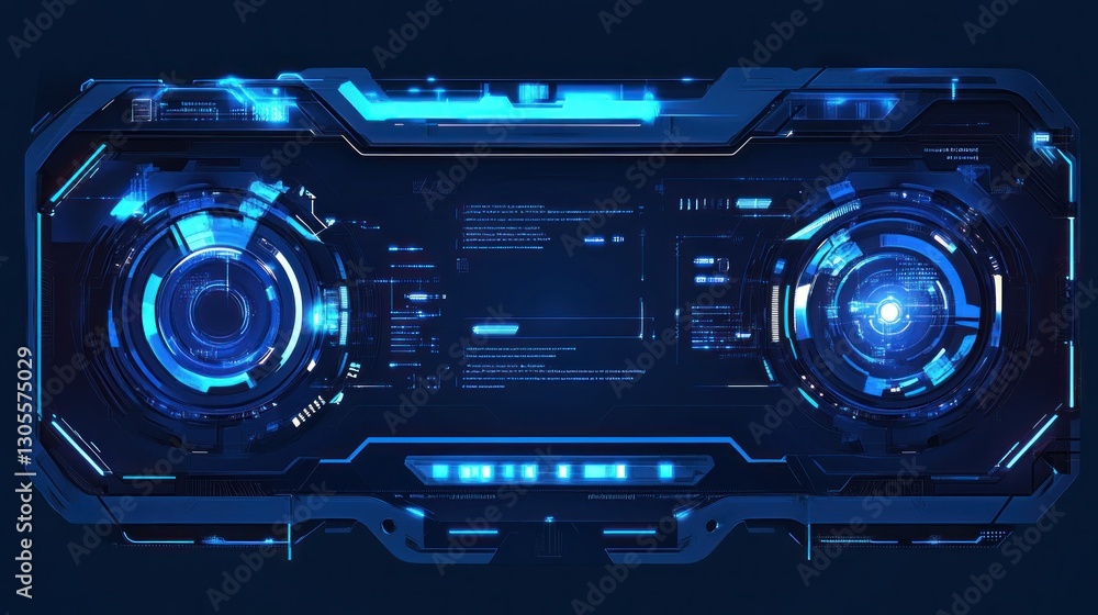 Poster Futuristic digital interface displaying data and information on its surface