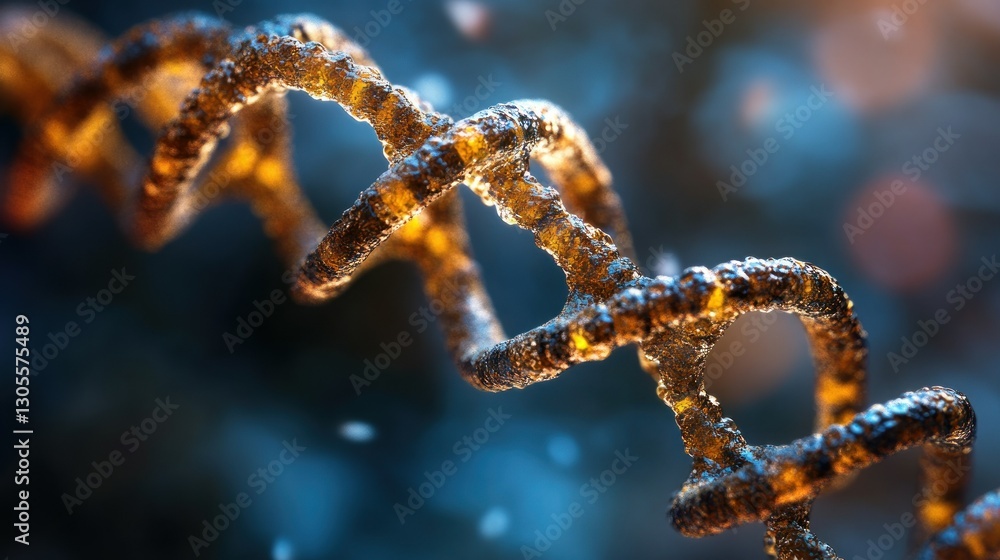 Poster Detailed close up view of a DNA double helix structure