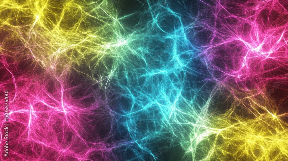 Poster The Abstract Colorful Energy Field Contains Many Different Strands