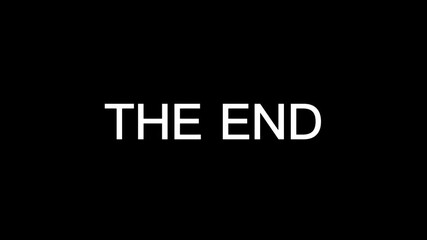 "The End" text animation featuring handwritten modern calligraphy with ink splatters. This animation is suitable for logos, posters, cinema, vlogs, movies, videos, and banners. Black background with a