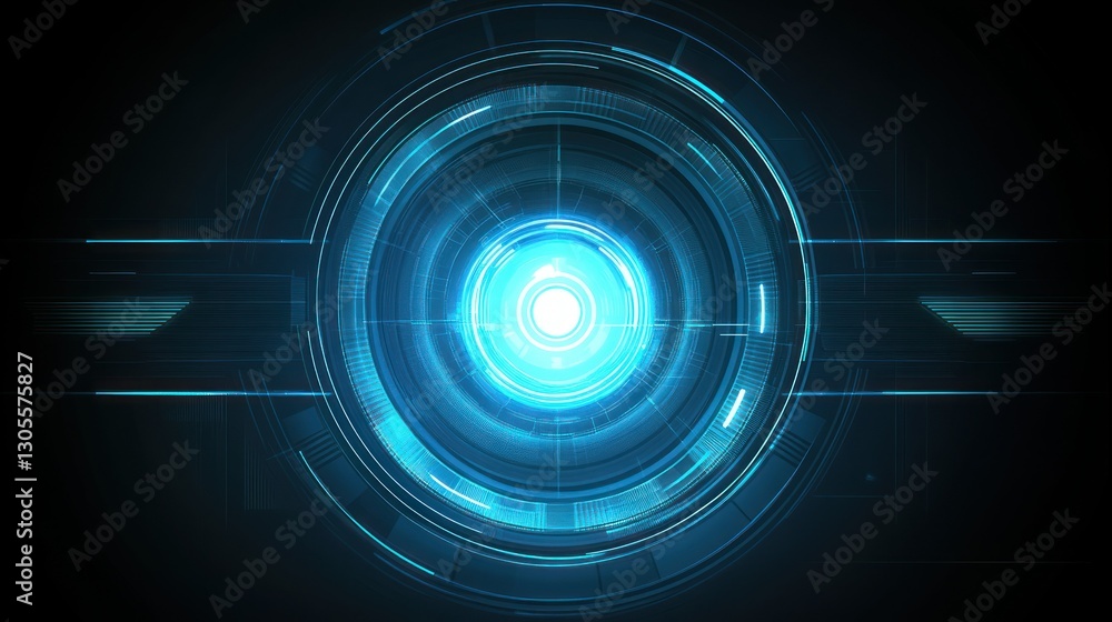 Poster A Technological Interface Displaying Glowing Blue Circles And Lines
