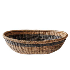 Handcrafted Woven Basket in Natural and Black Tones for Home Decor and Organizational Use, Ideal for Storage Solutions and Rustic Accents