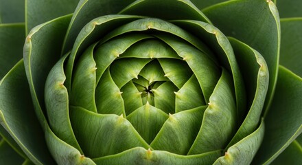 Obraz premium Close-up of Green Artichoke Plant Showing Symmetrical Leaf Pattern
