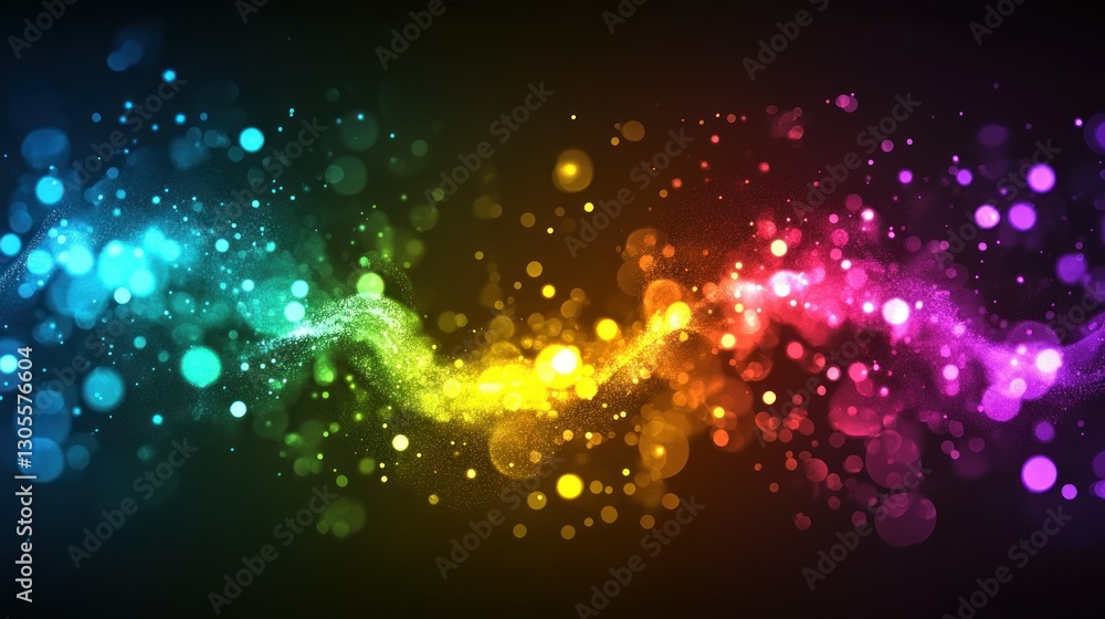 Aufkleber A swirling array of colorful glowing particles on dark background