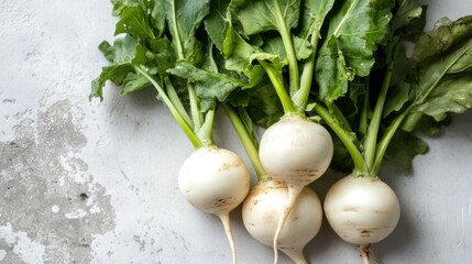 Whole Turnip greens on a white background