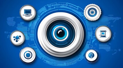 Futuristic technology interface, visual representations of digital network