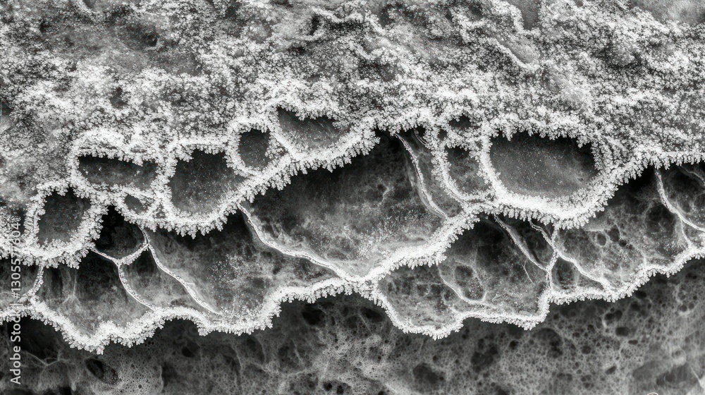 Poster Frosted Surface of Ice Featuring Natural Patterns and Textures