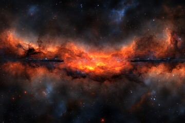 Fototapeta premium Galactic voyage among radiant nebulas and distant celestial bodies