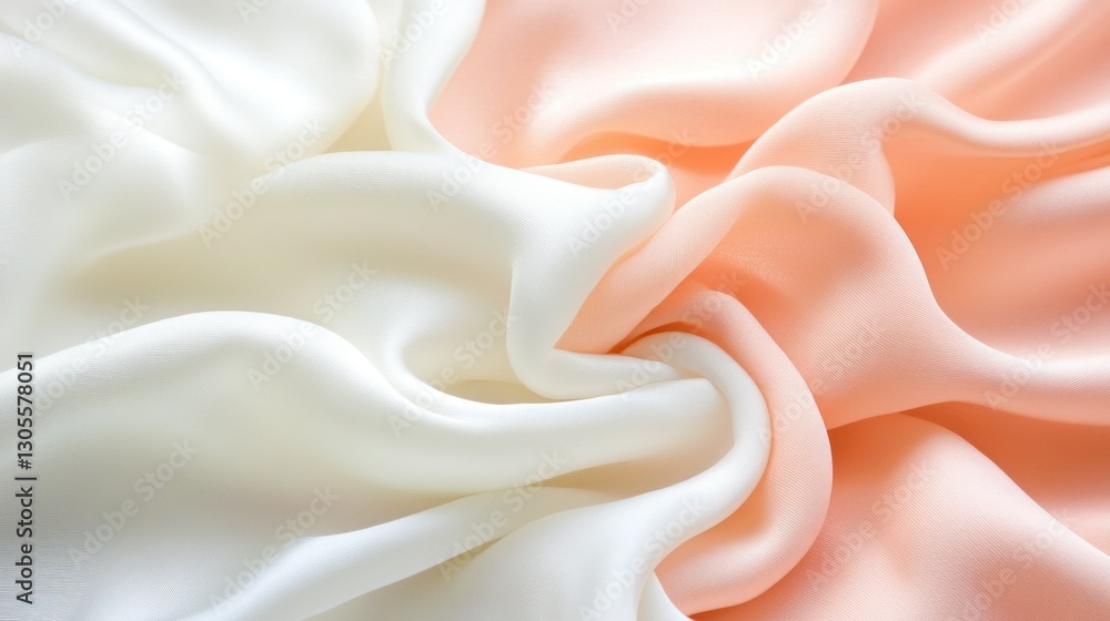Poster the delicate swirl of silk fabric displayed in the colors cream and peach
