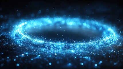 Glowing Blue Spiral in Dark Space