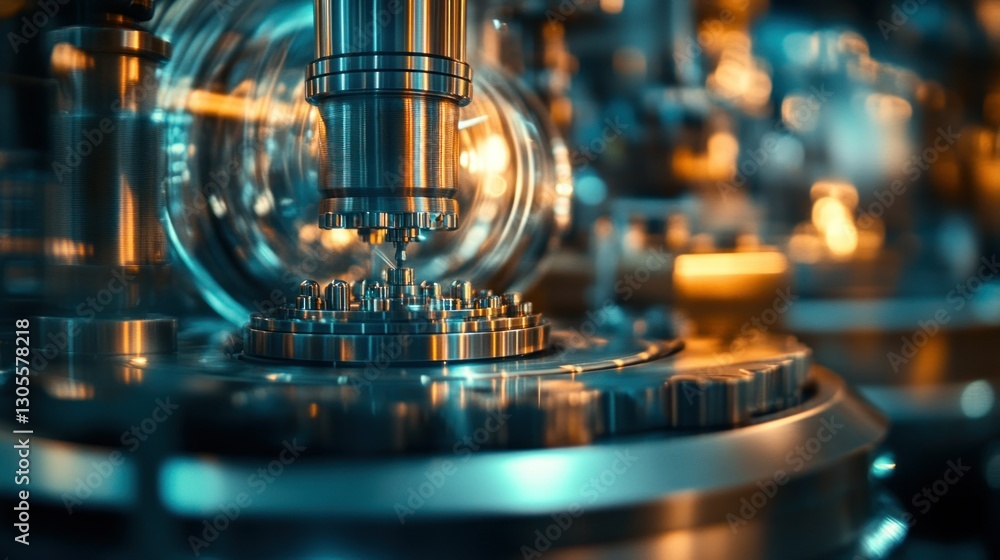 Poster a close up view of modern machine equipment process