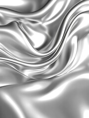 Fototapeta premium Metallic waves of soft flowing fabric silver material background design