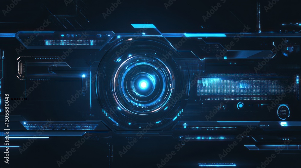 Poster Futuristic Tech Interface Displays Complex Data And Information
