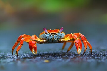 Close Up Image Of Crab In Its Natural Habitat. 