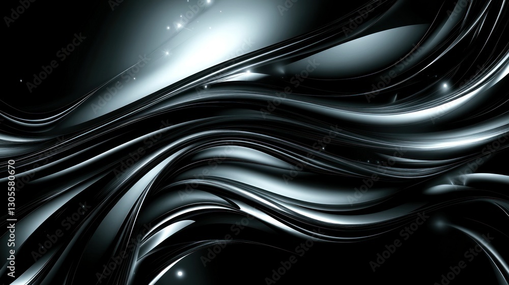 Poster Elegant and flowing lines of color and motion on dark background