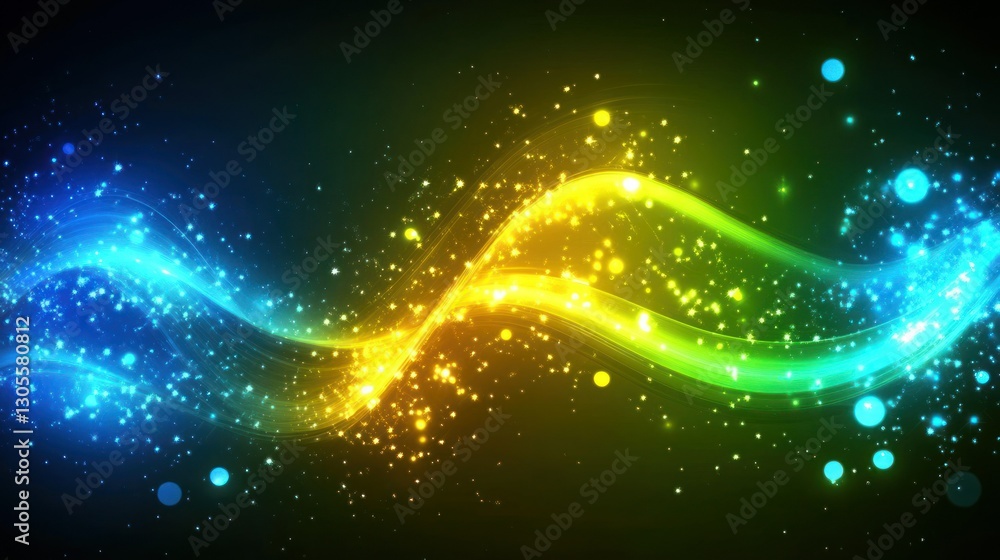 Poster a colorful background displays swirling waves and shimmering light