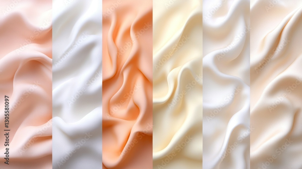 Poster silky textile fabrics with varying tones and soft flowing textures