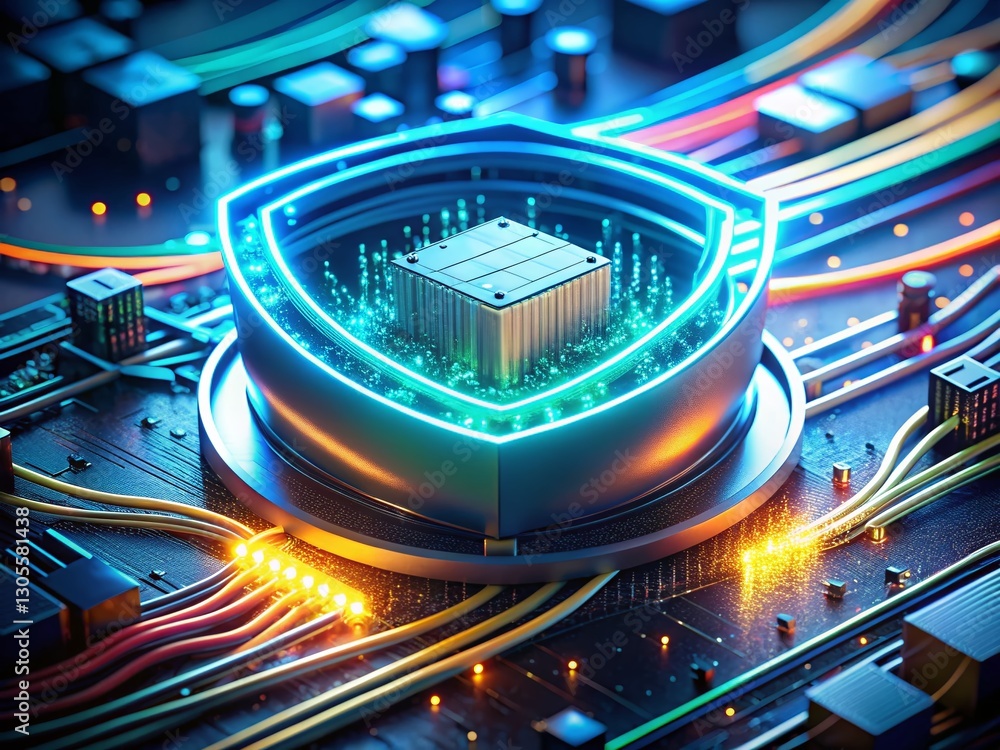 Aufkleber macro shot: secure network data encryption, internet privacy, vpn technology