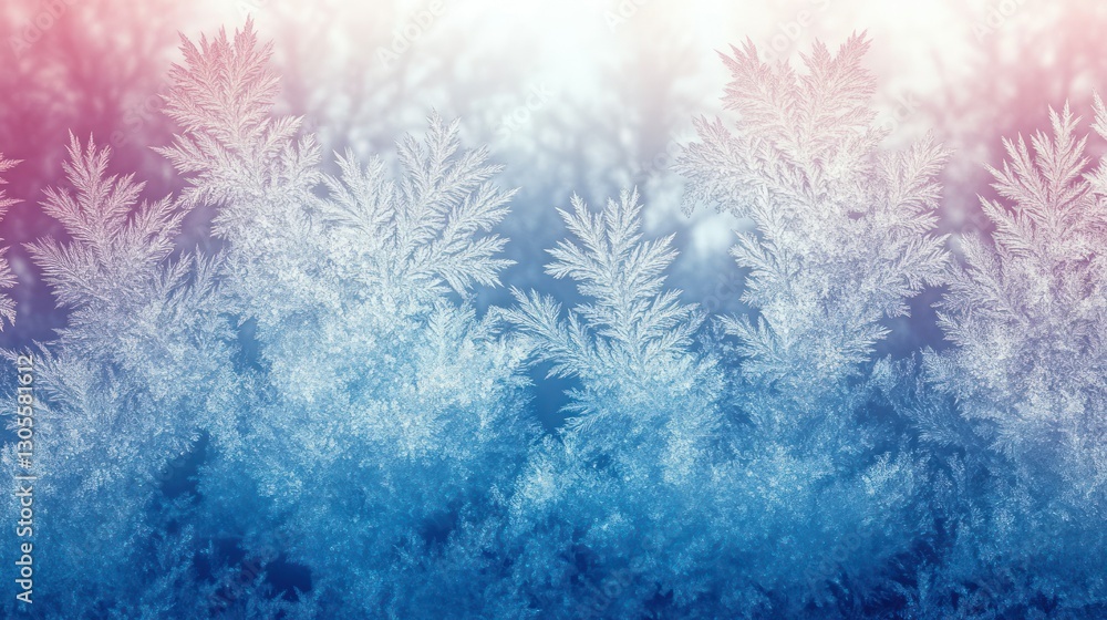 Poster Beautiful Frost Patterns on the Window Under a Pastel Gradient