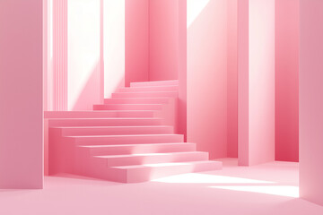 Obraz premium Pastel Pink Geometric Podium