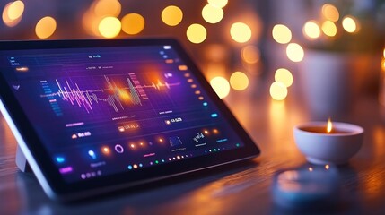 Digital Health Dashboard Displaying Biohacker's Sleep and Activity Data. Generative AI