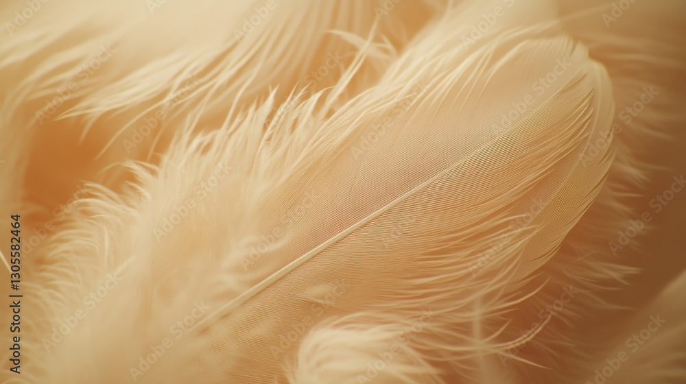 Poster Close up image showing soft delicate feathers in warm tones