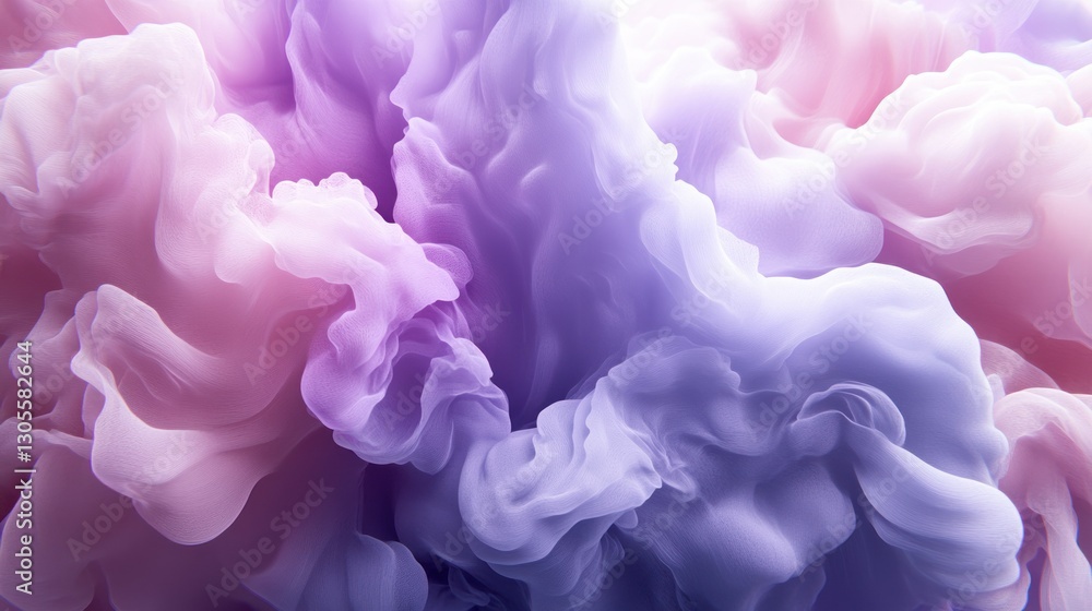 Poster Abstract rendering showing flowing colorful smoke and fluffy clouds