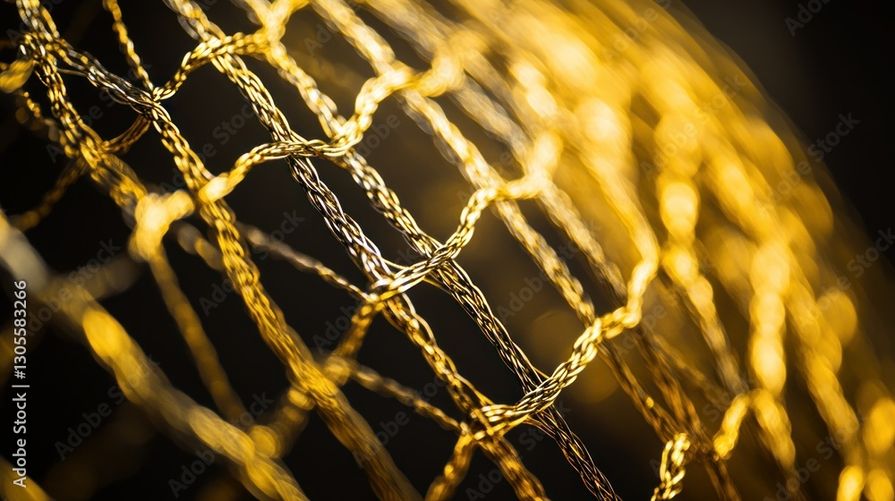 Poster This image depicts a golden net pattern on a dark background