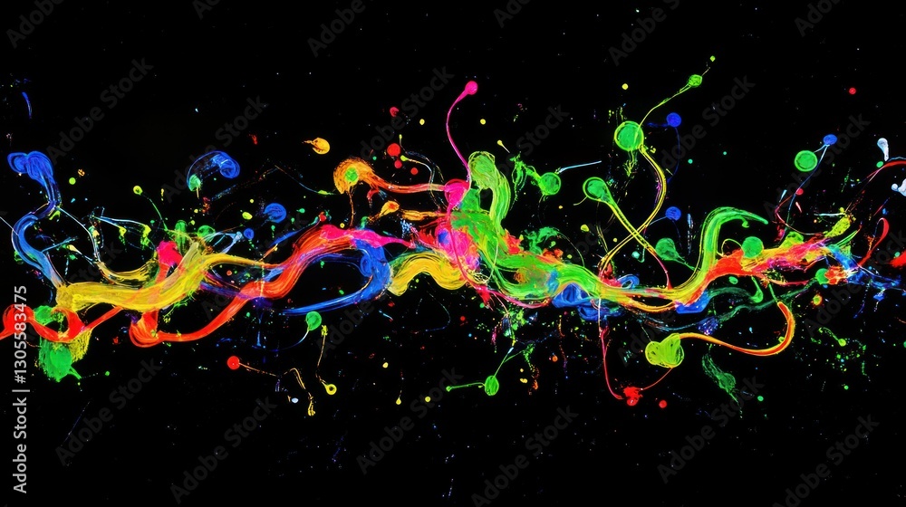 Poster abstract colors create streaks across the black backgrounded canvas