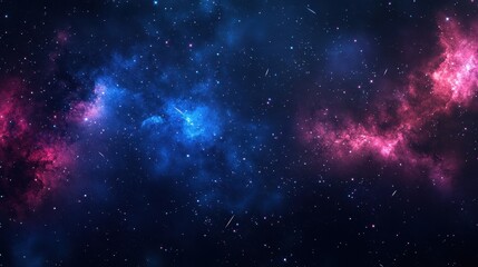 Backdrop of deep-space horizon with glowing shooting stars and muted nebula clouds