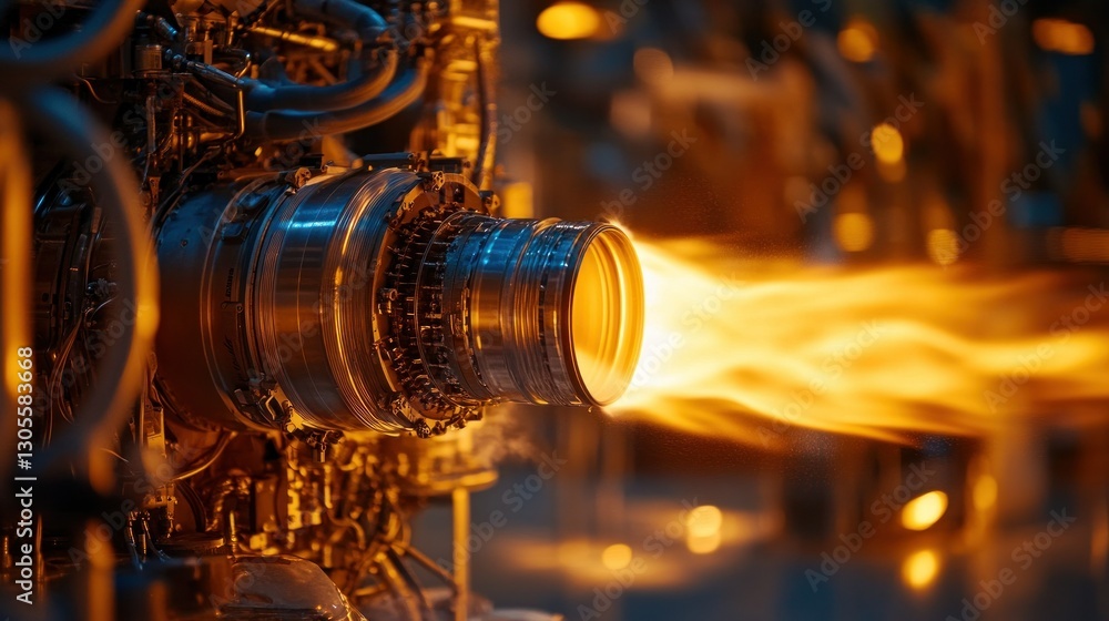 Aufkleber a powerful engine showing flames from its nozzle