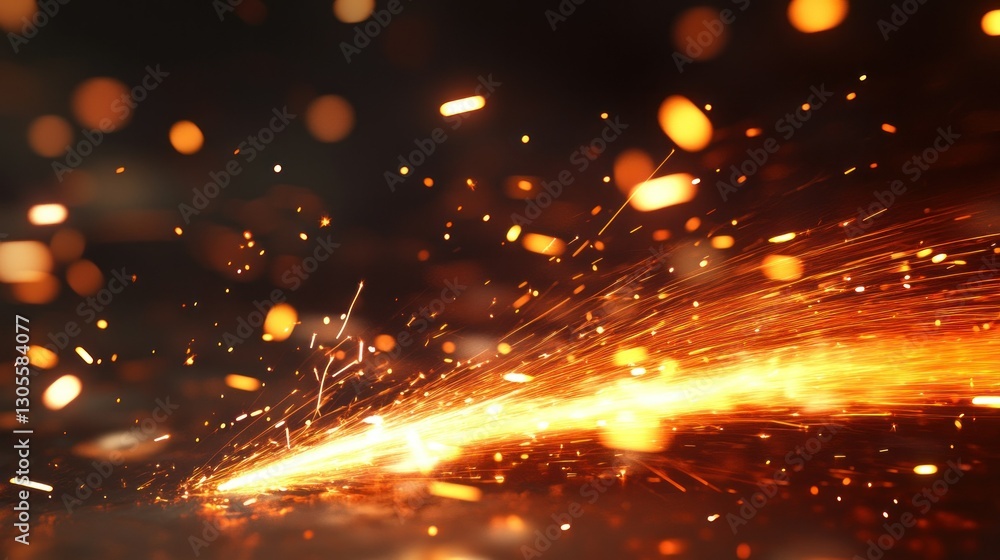 Poster Abstract sparks and lights creating a vibrant fiery display