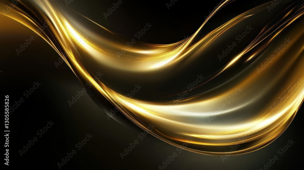 Poster Abstract golden flowing lines create an elegant glowing background