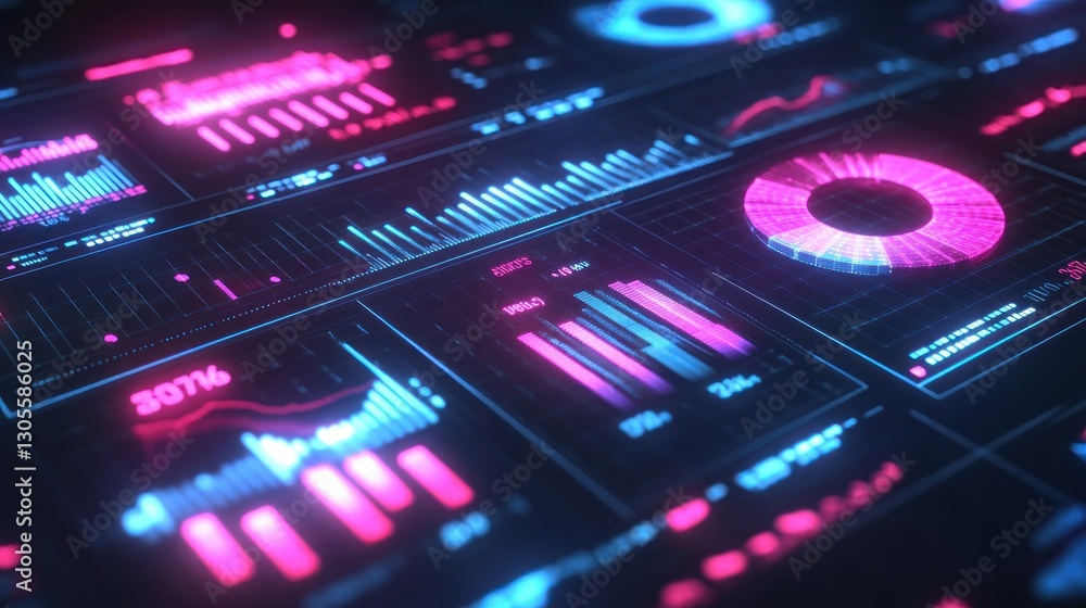 Poster a futuristic data and information display panel illustration