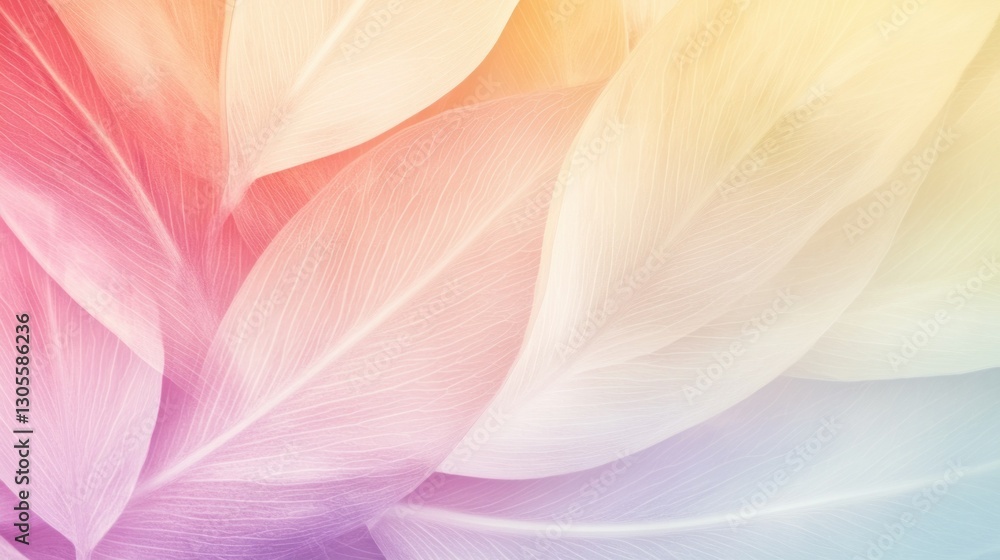 Poster Soft overlapping feathers show a gradient of colors in nature