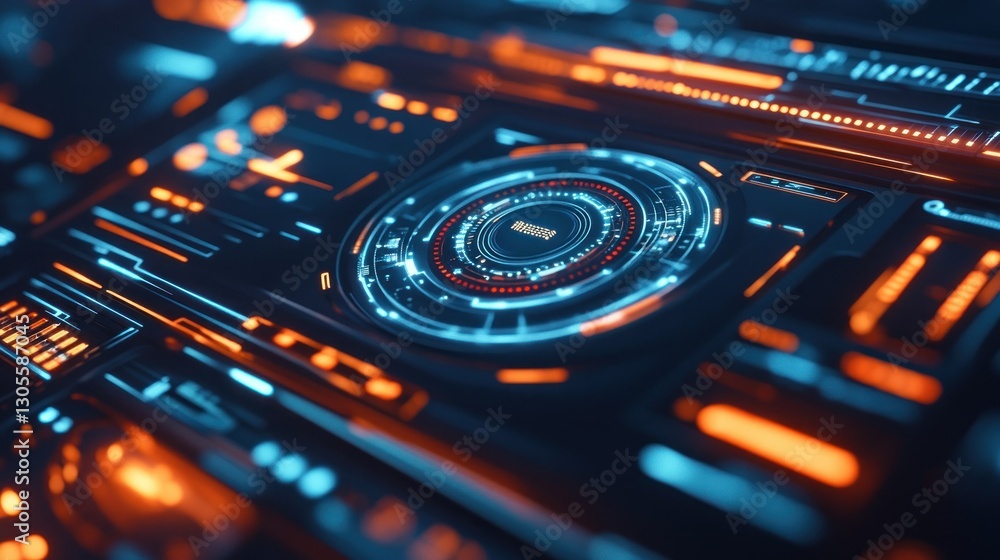 Aufkleber futuristic digital interface displaying bright lights and colored visuals