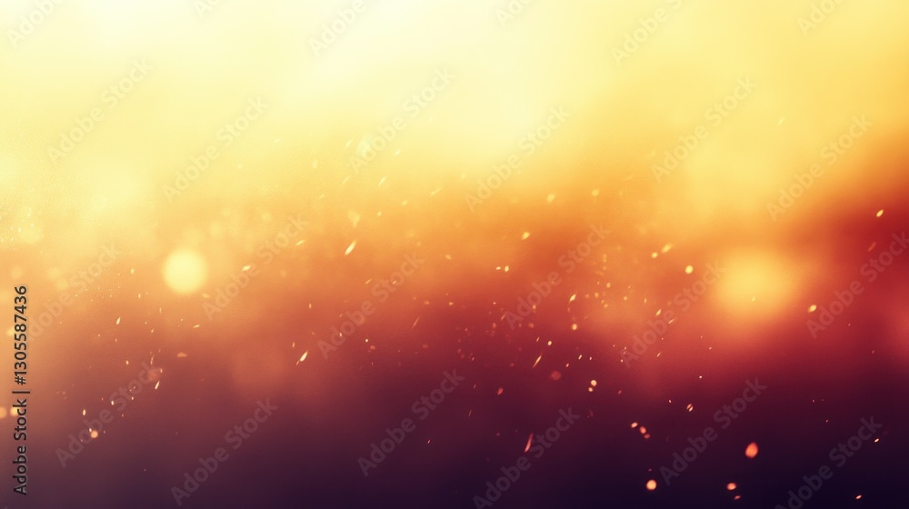 Poster Warm fire color bokeh background image with floating sparks
