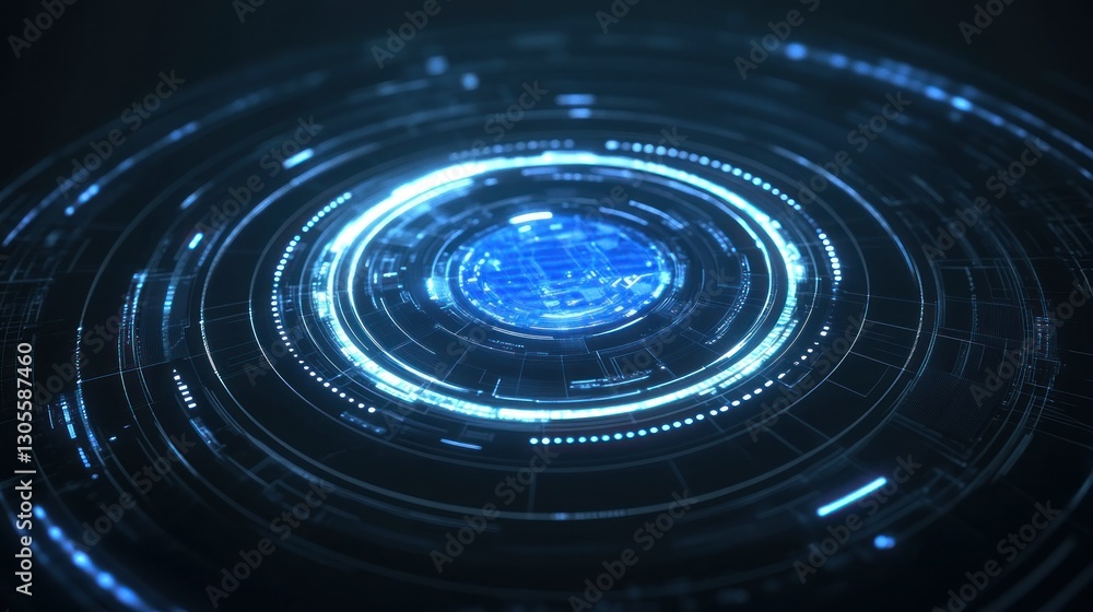 Poster futuristic blue and black technology design with multiple circles